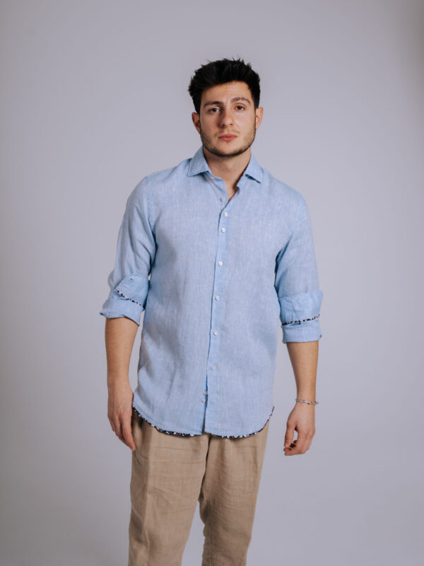 Camisa Bjovuit Formentera 02 Lino Azul Claro