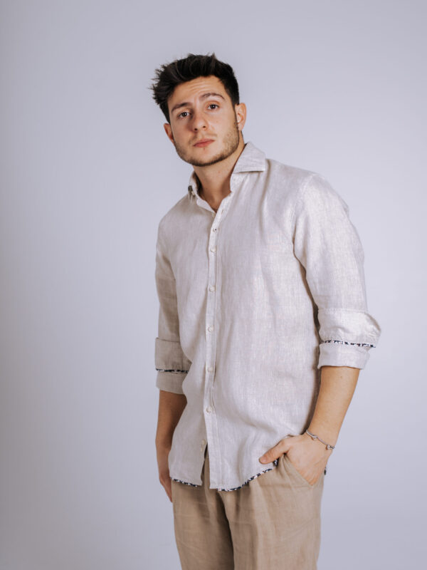 Camisa Bjovuit Formentera 03 Lino Beige Claro
