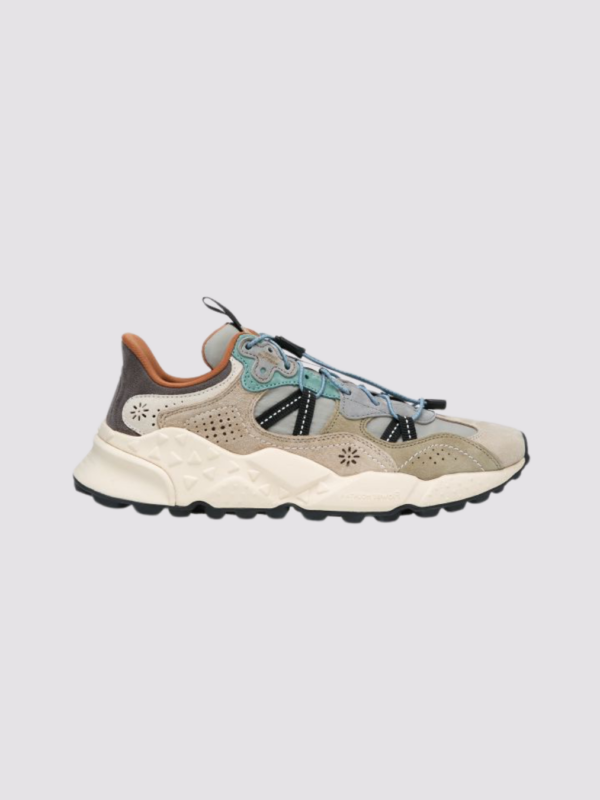 Sneakers Tiger Hill Man Tortora-Militare-Grigio en suede y tejido técnico, estilo casual urbano