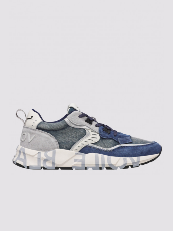 zapatillas hombre ante y tejido azul