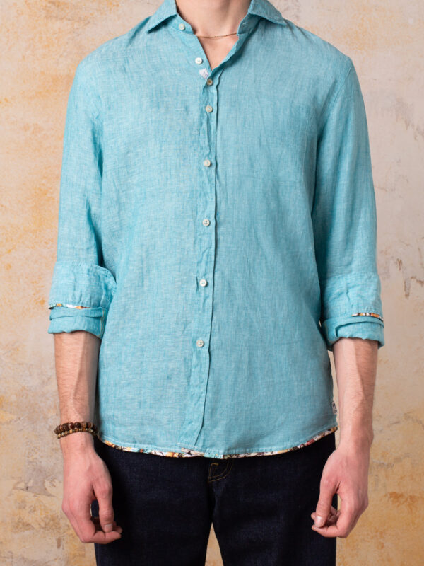Camisa Bjovuit Formentera 05 Lino Verde Aqua