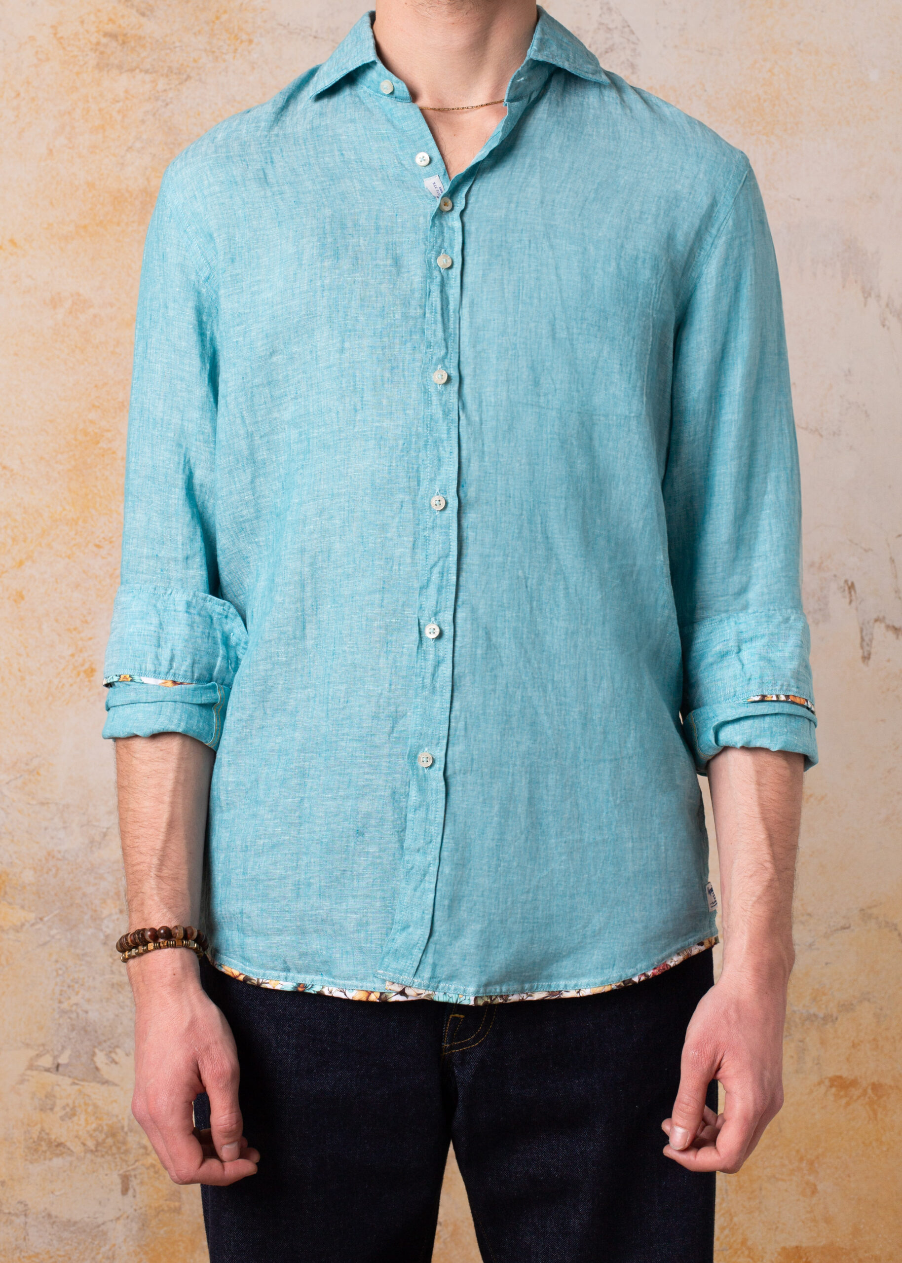 Camisa Bjovuit Formentera 05 Lino Verde Aqua