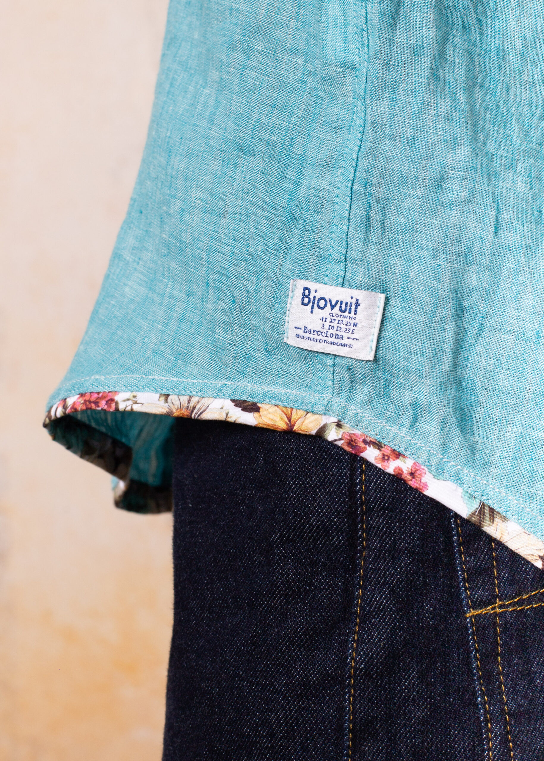 Camisa Bjovuit Formentera 05 Lino Verde Aqua - Imagen 5