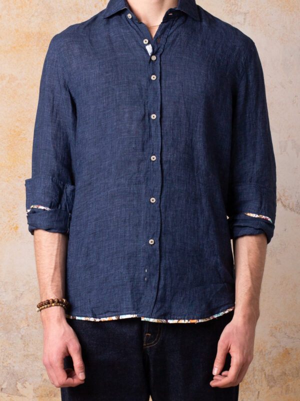 Camisa Bjovuit Formentera 07 Lino Azul Marino