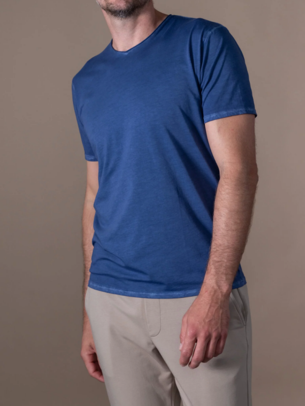 Camiseta Bjovuit Washed V-neck Blue
