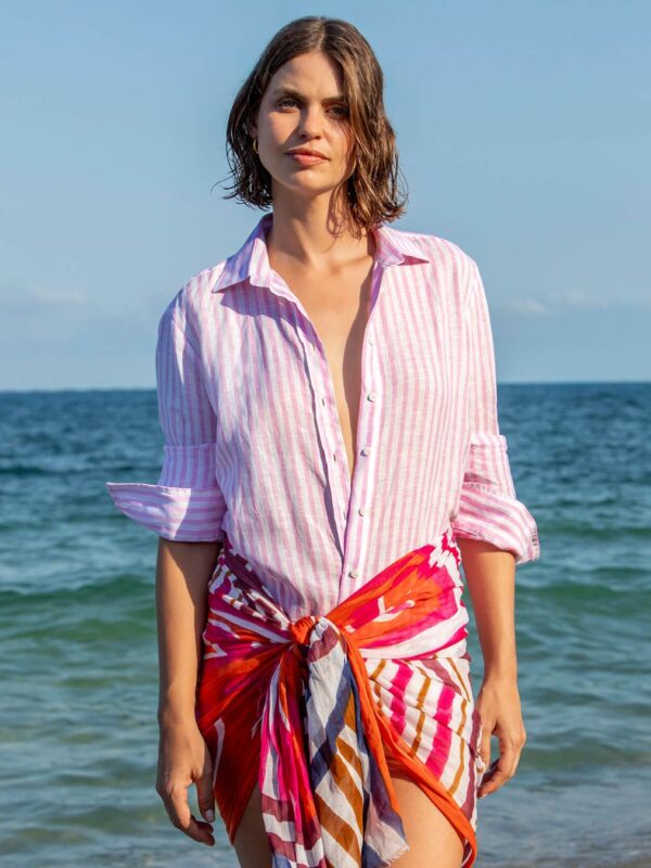 camisa trovels rayas rosa y blanca