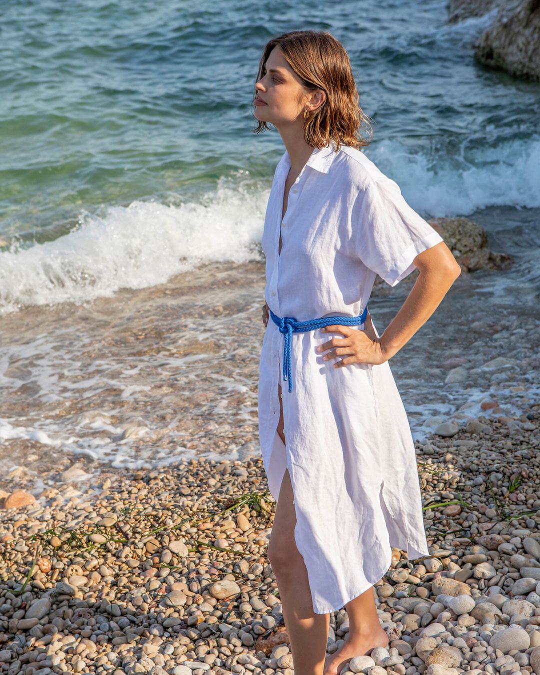 Vestido TROVELS lino blanco