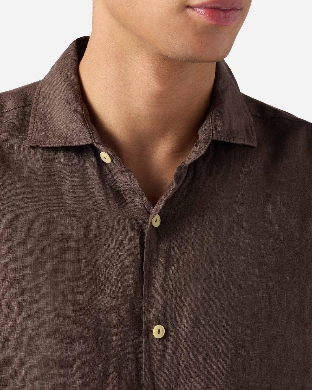 Camisa de lino MC2 Saint Barth marrón chocolate