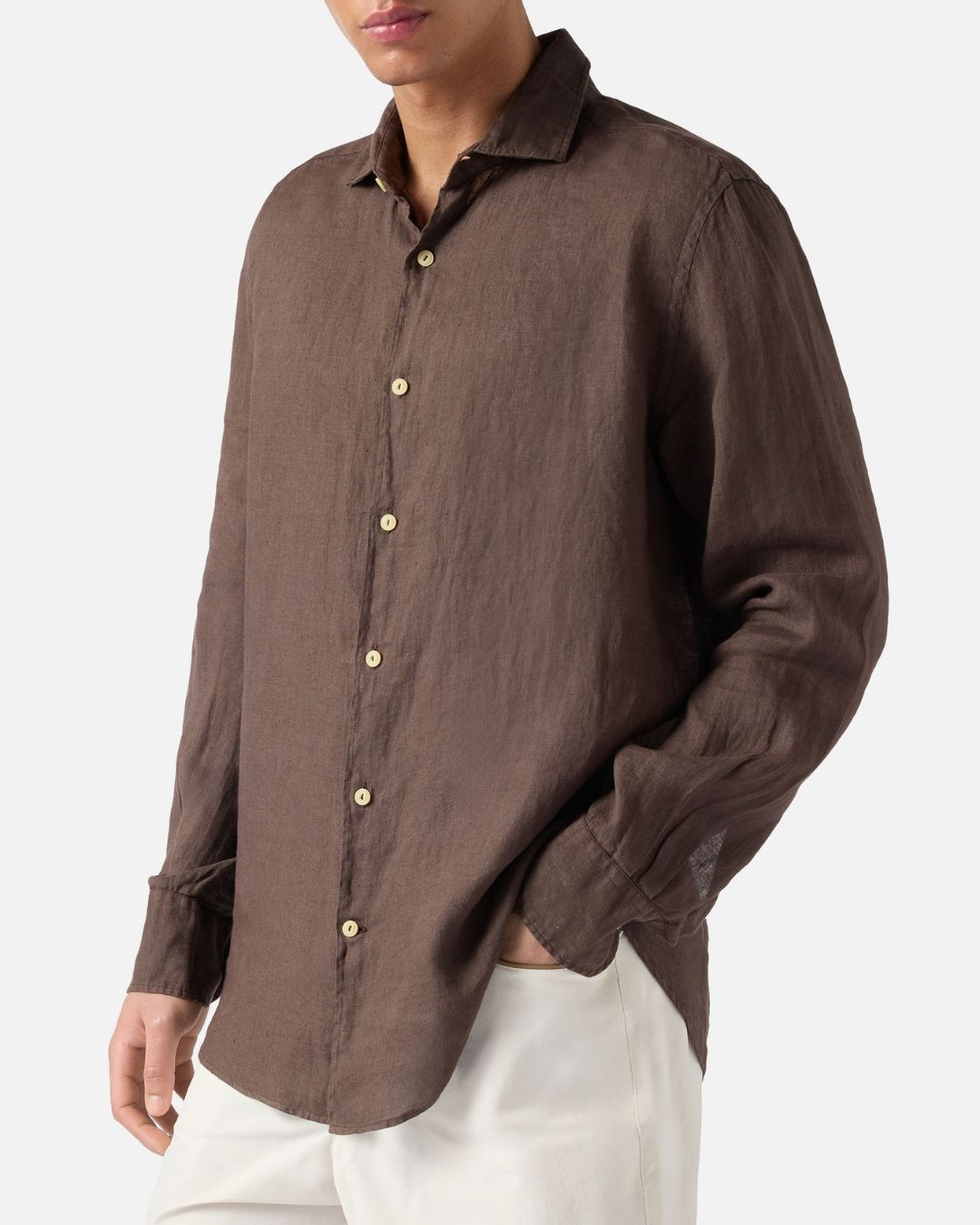 Camisa de lino MC2 Saint Barth marrón chocolate