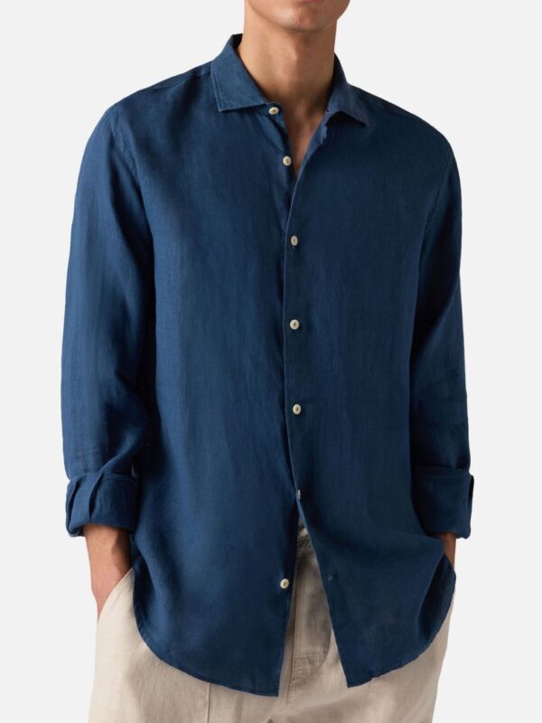 Camisa de lino MC2 Saint Barth azul marino