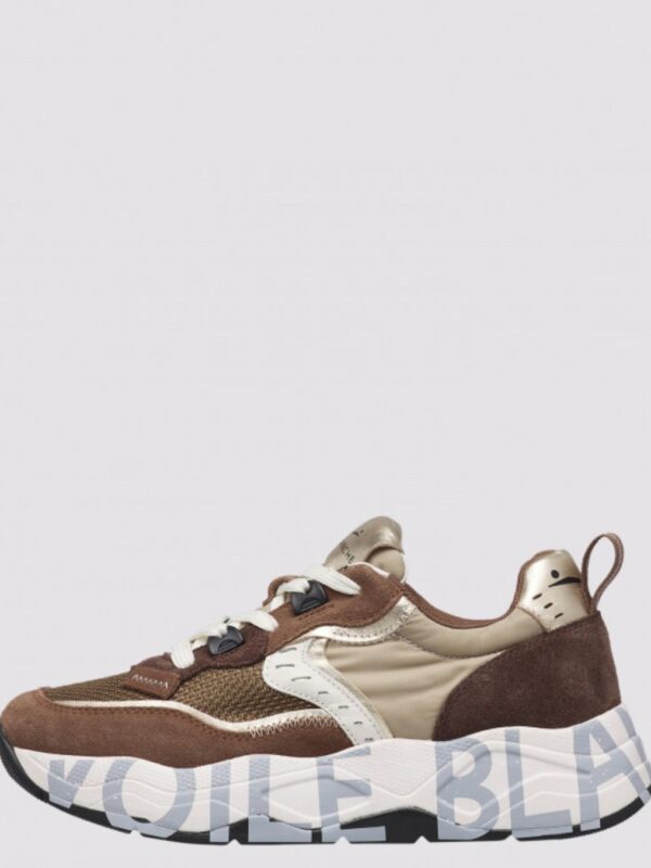 Sneaker Voile Blanche Club105 Marrón y Beige para mujer, vista lateral