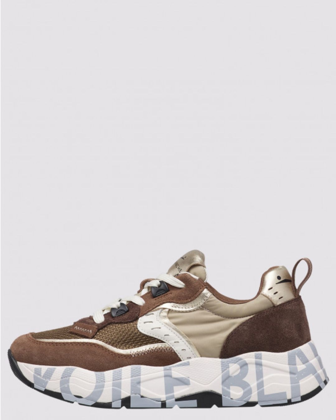 Sneaker Voile Blanche Club105 Marrón y Beige para mujer, vista lateral