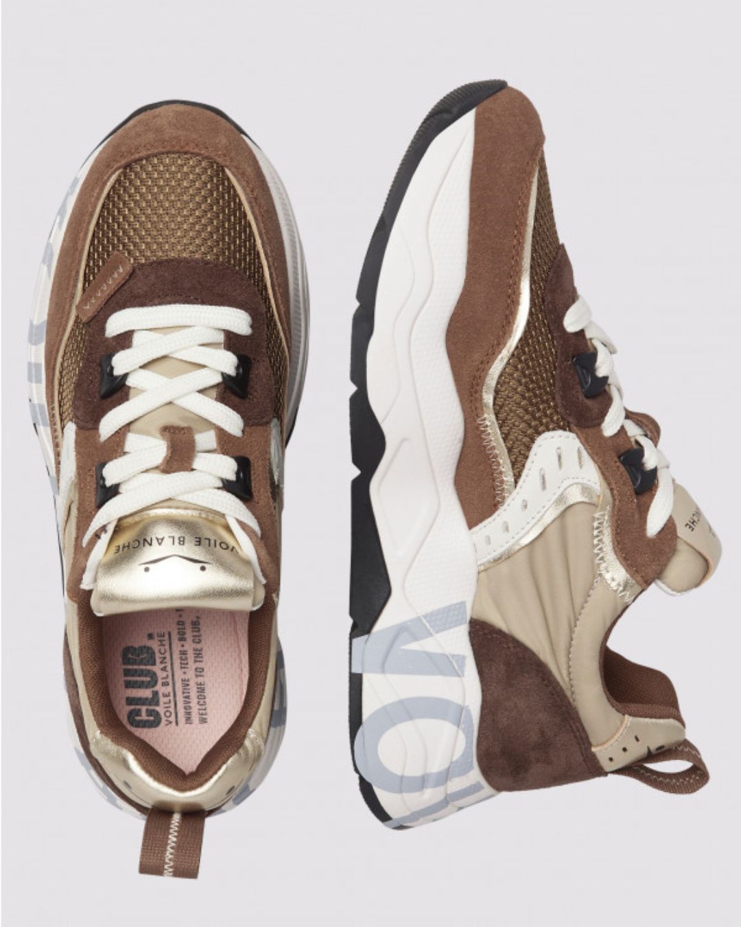 Sneaker Voile Blanche Club105 – Mujer Marrón / Beige - Imagen 4