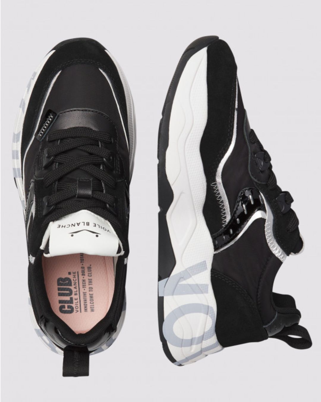Sneaker Voile Blanche Club105 – Mujer Negro / Plata - Imagen 2