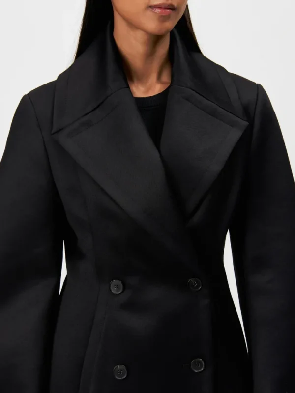 Abrigo pea coat de lana virgen pura negro — Drykorn