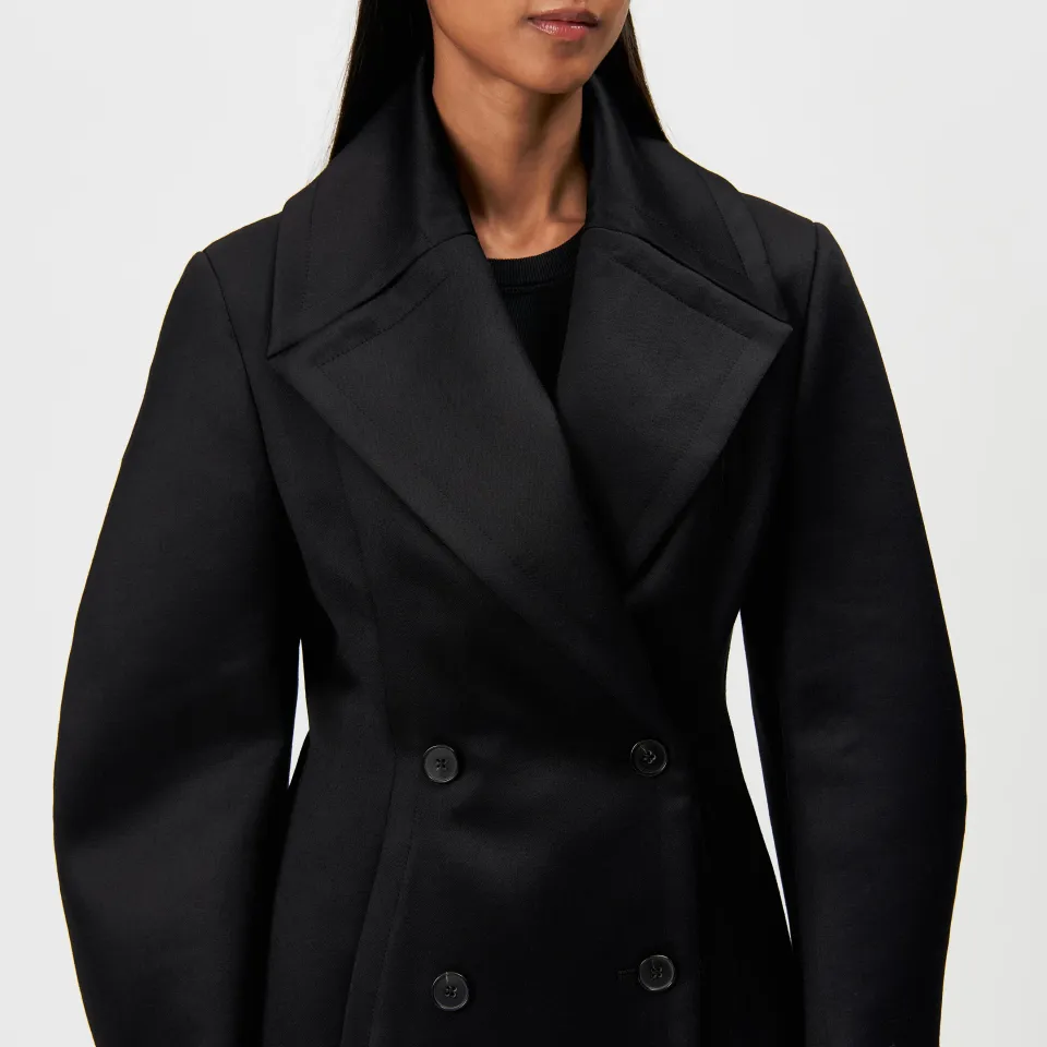 Abrigo pea coat de lana virgen pura negro — Drykorn