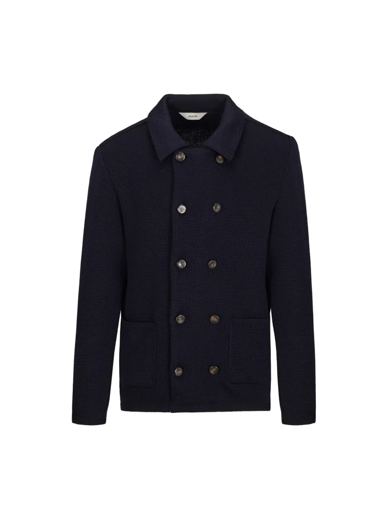 Americana cruzada de punto Paoloni para hombre en color navy Título: Americana de punto Paoloni cruzada – Hombre Navy