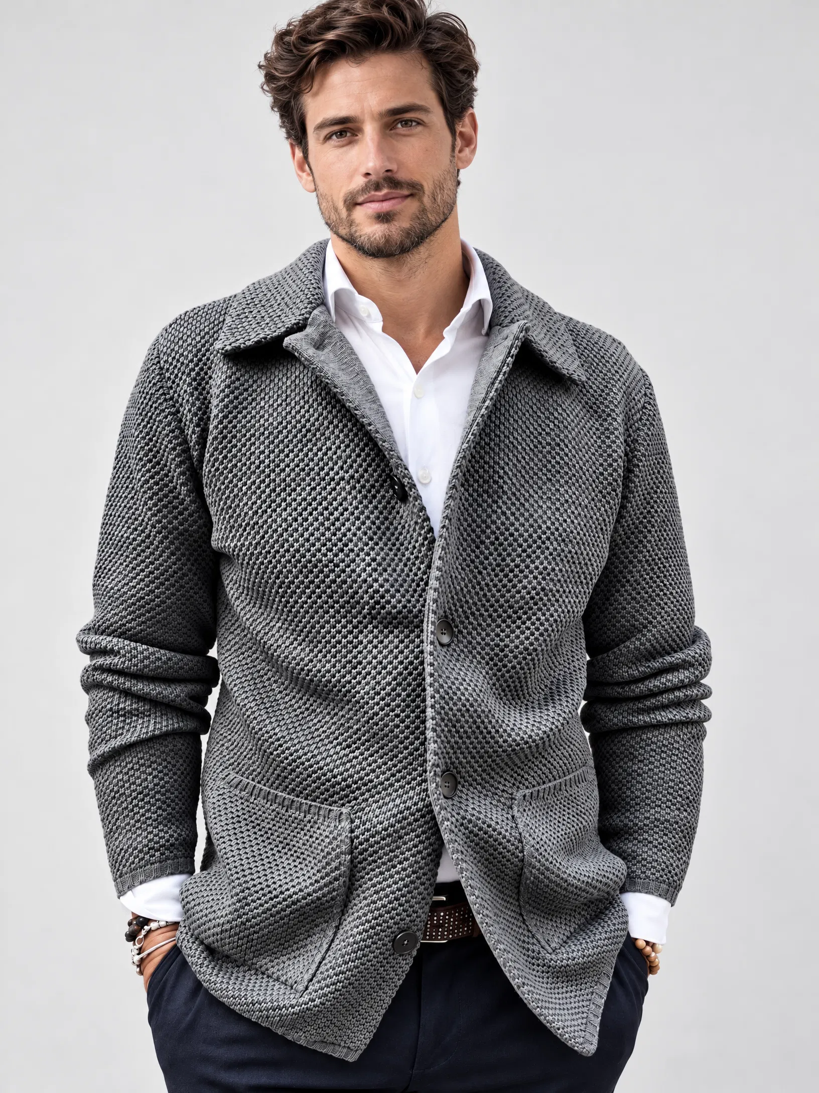 Sobrecamisa de punto Paoloni gris - Imagen 2